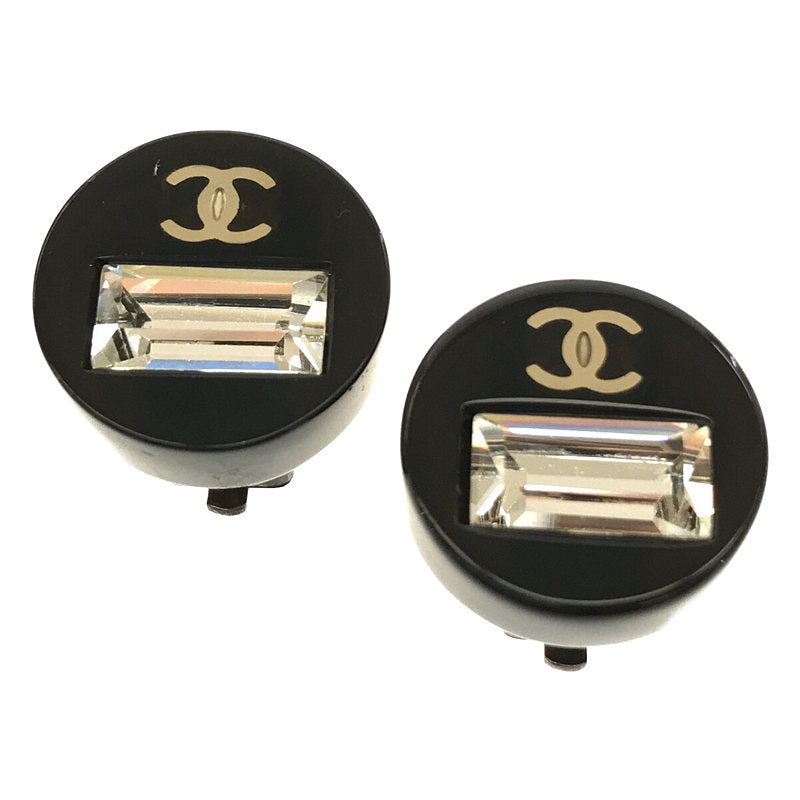 【美品】  CHANEL / シャネル | ロゴ ココマーク イヤリング 保存箱付き | ブラック | レディース