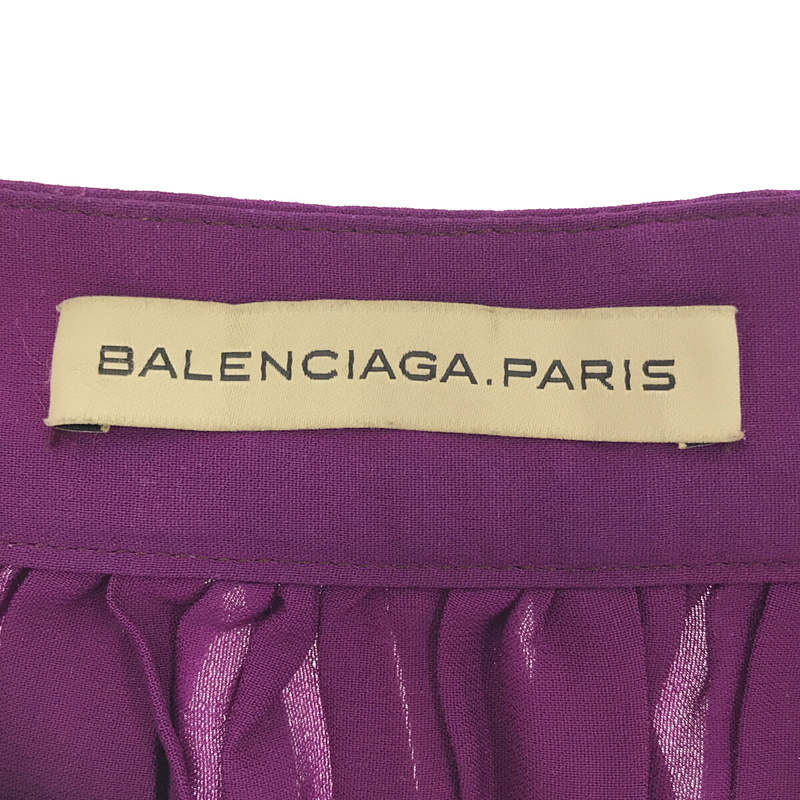 BALENCIAGA / 발렌시아가 | 레이온 스트레치 사이드 버튼 개더 플리츠 스커트 | 34 | 보라색 | 여성