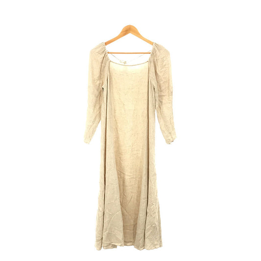 [Good Condition] ETRE TOKYO | Cotton Linen Square Neck Dress | F | Beige | Women's