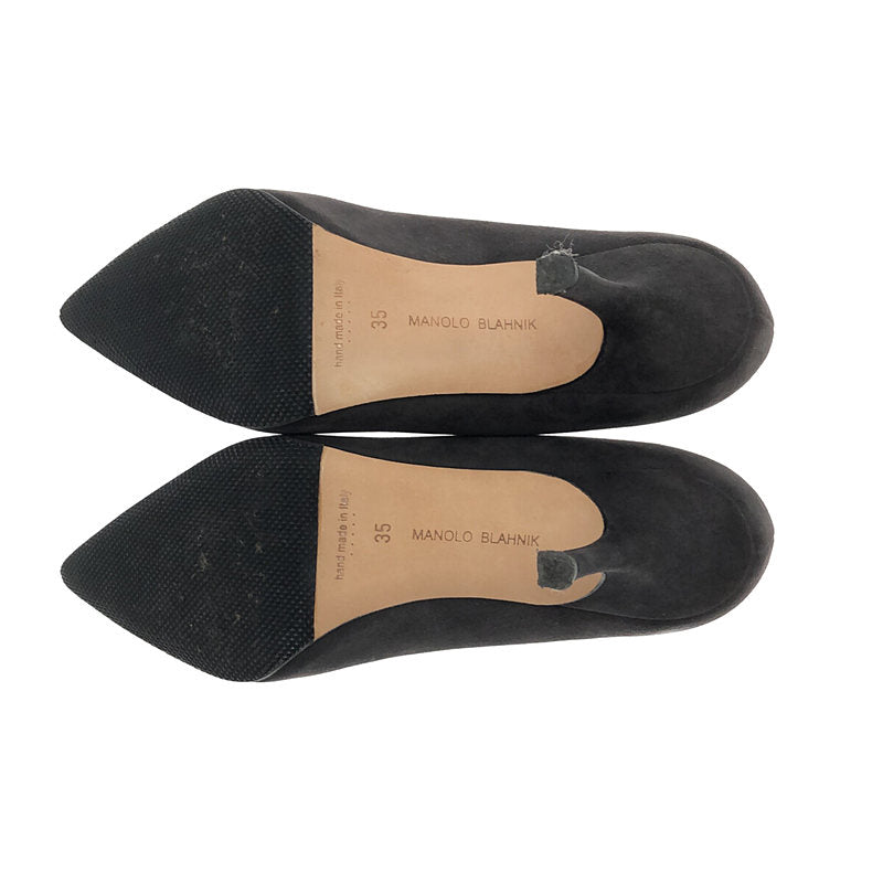 [狀況良好] MANOLO BLAHNIK |絨面尖頭高跟鞋 |尺寸 35 |木炭 |女性的