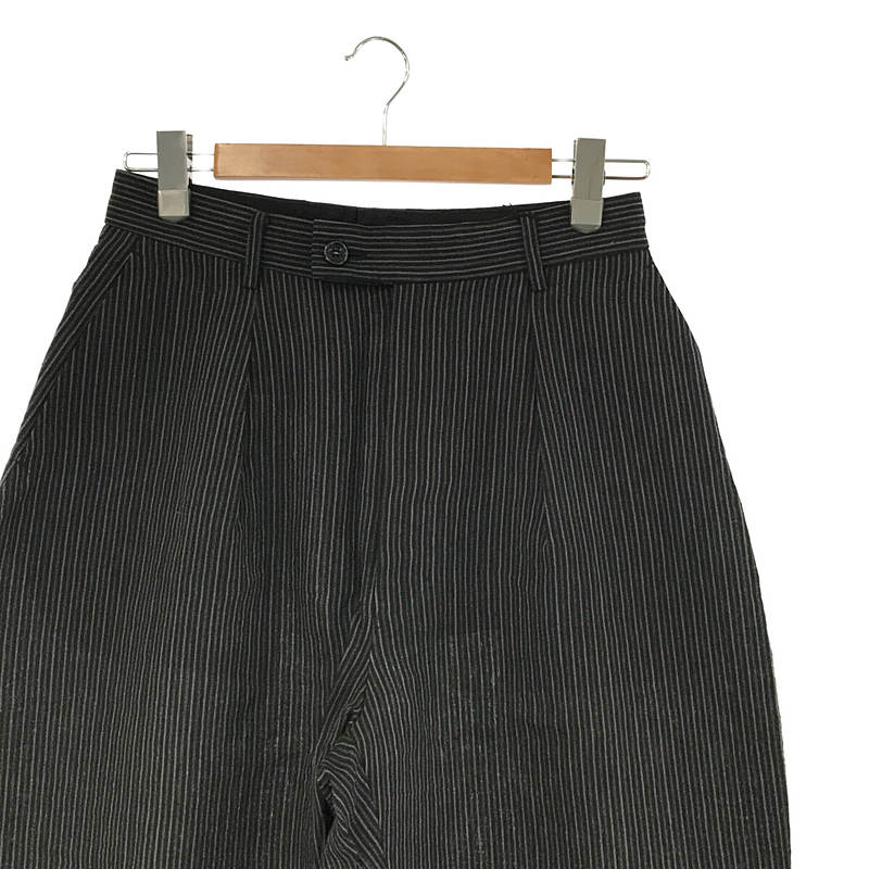 【新品】  MAINU / マイヌ | 2021SS | Linen/和紙 Ojo Stripe Side Dirts Pocket Wide Pants リネン ストライプ サイドダーツポケット ワイドパンツ | 1 | ブラック | メンズ