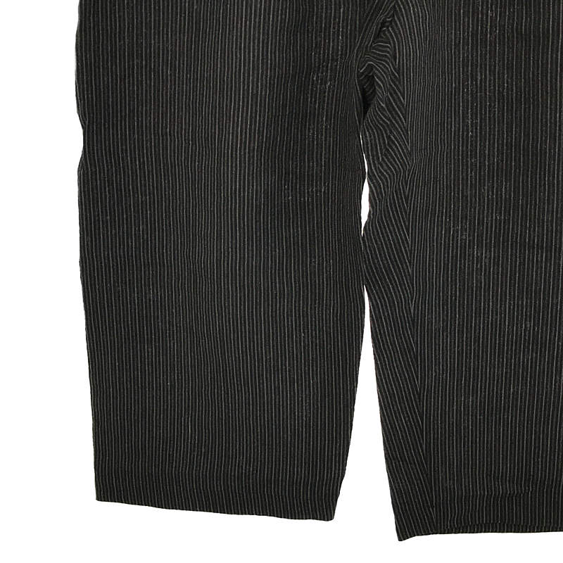 【新品】  MAINU / マイヌ | 2021SS | Linen/和紙 Ojo Stripe Side Dirts Pocket Wide Pants リネン ストライプ サイドダーツポケット ワイドパンツ | 1 | ブラック | メンズ