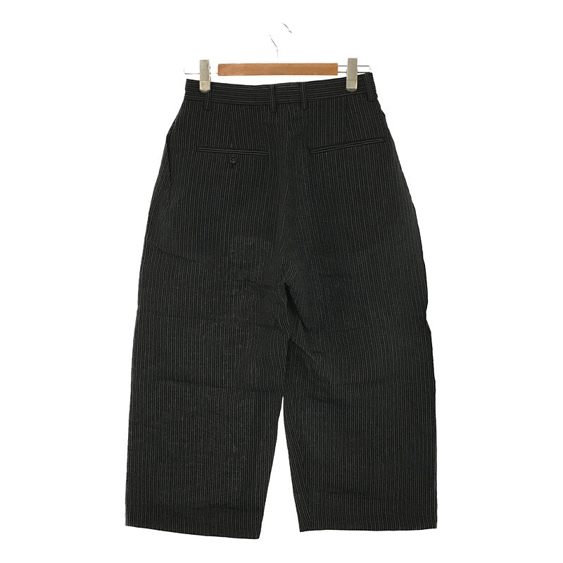 【新品】  MAINU / マイヌ | 2021SS | Linen/和紙 Ojo Stripe Side Dirts Pocket Wide Pants リネン ストライプ サイドダーツポケット ワイドパンツ | 1 | ブラック | メンズ