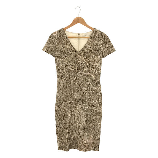 Max Mara | Italian Leopard Print V-Neck Dress | Size 36 | Beige | Women's