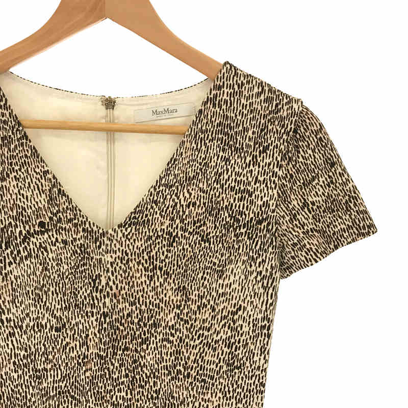 Max Mara / 맥스마라 | 이탈리아제 레오파드 무늬 프린트 V 넥 원피스 | 36 | 베이지 | 여성