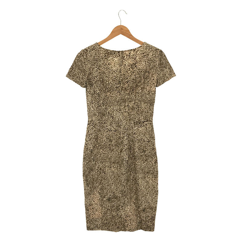 Max Mara |義大利豹紋 V 領連身裙 |尺寸 36 |米色 |女性的