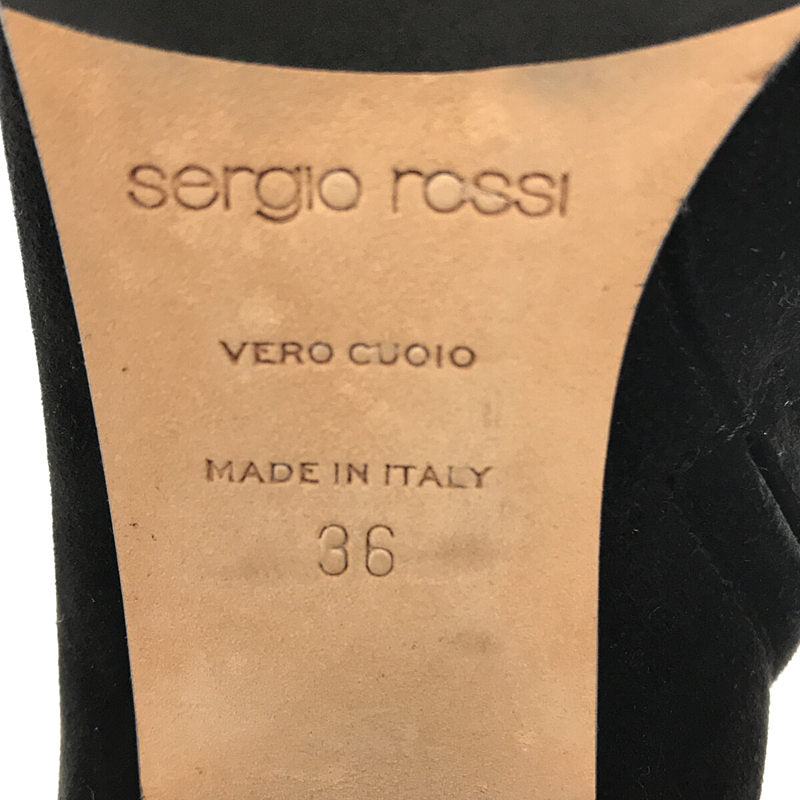 sergio rossi / セルジオロッシ | スエード ポインテッドトゥ ラインストーン チャンキーヒール ショート ブーツ | 36 |