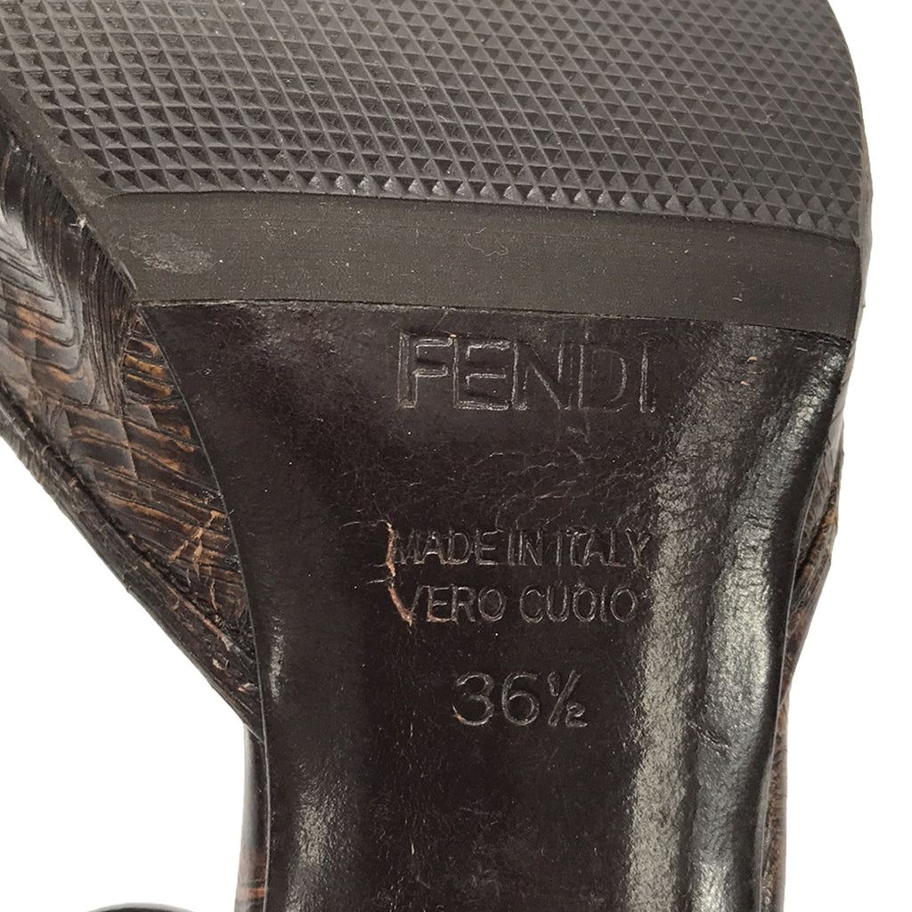 FENDI / フェンディ | ストラップ オープントゥサンダル | 35 1/2 | ブラウン | レディース