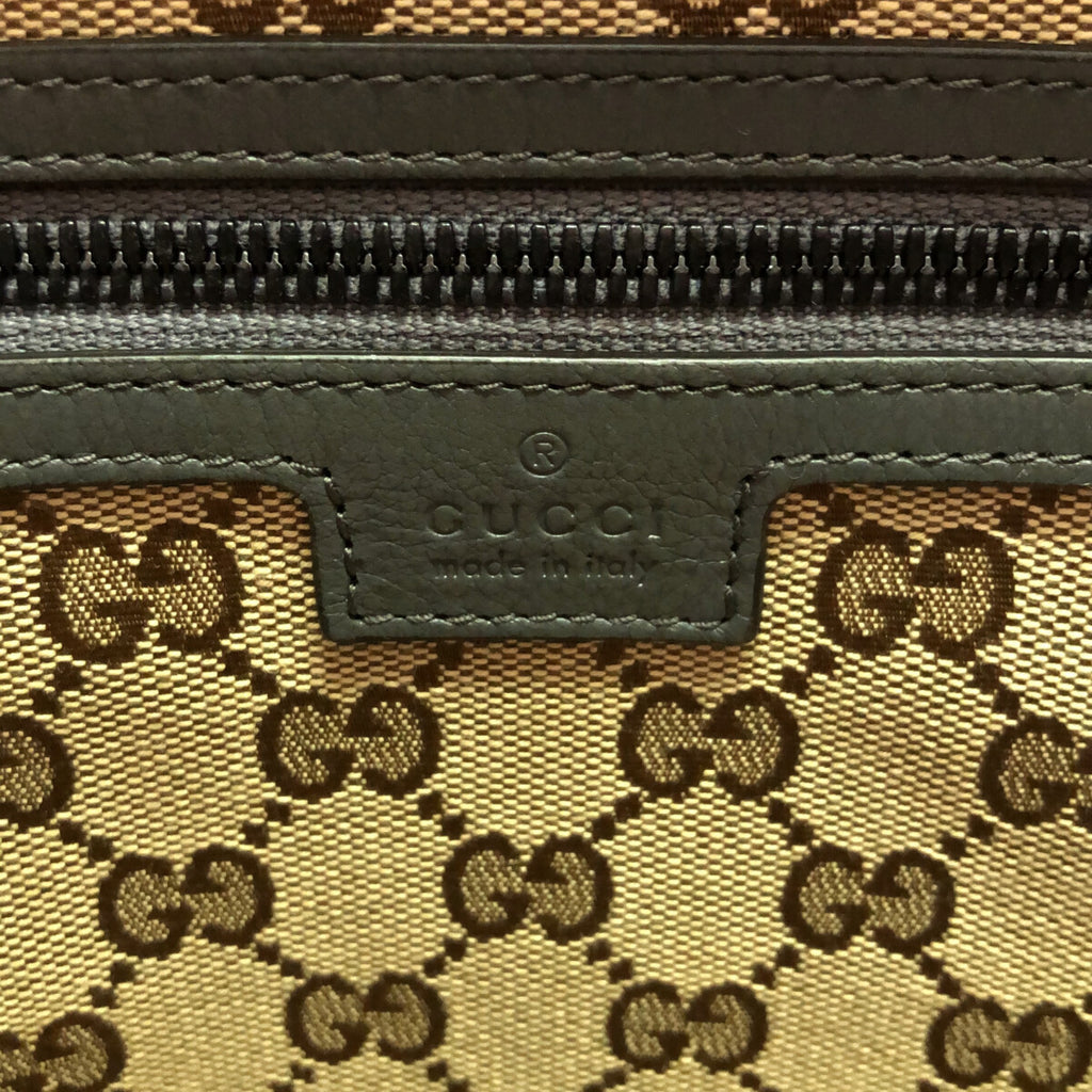 【新品】  GUCCI / グッチ | 725664 / ドローストリング レザー トートバッグ / 裏地GG 総ロゴ | グレー | レディース