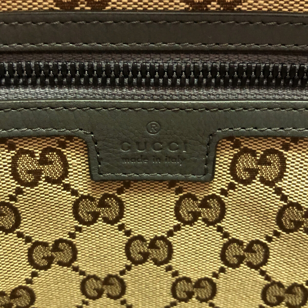 【新品】  GUCCI / グッチ | 725664 / ドローストリング レザー トートバッグ / 裏地GG 総ロゴ | グレー | レディース