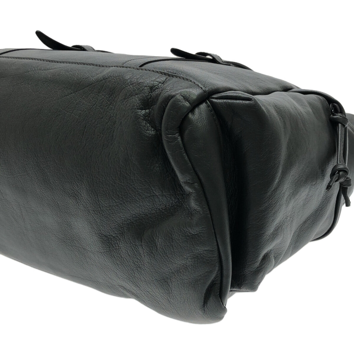 【新品】  GUCCI / グッチ | 725664 / ドローストリング レザー トートバッグ / 裏地GG 総ロゴ | グレー | レディース