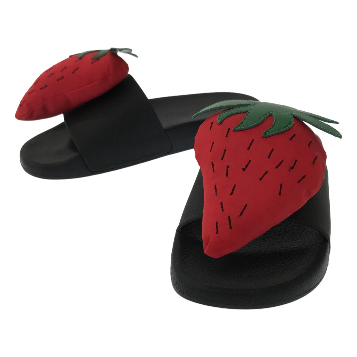 【新品】  JW Anderson / ジェイダブルアンダーソン | ストロベリーモチーフ フラットサンダル | 37 | ブラック | レディース