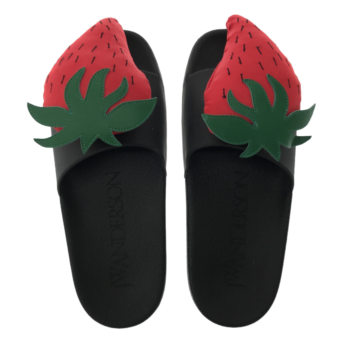 【新品】  JW Anderson / ジェイダブルアンダーソン | ストロベリーモチーフ フラットサンダル | 37 | ブラック | レディース
