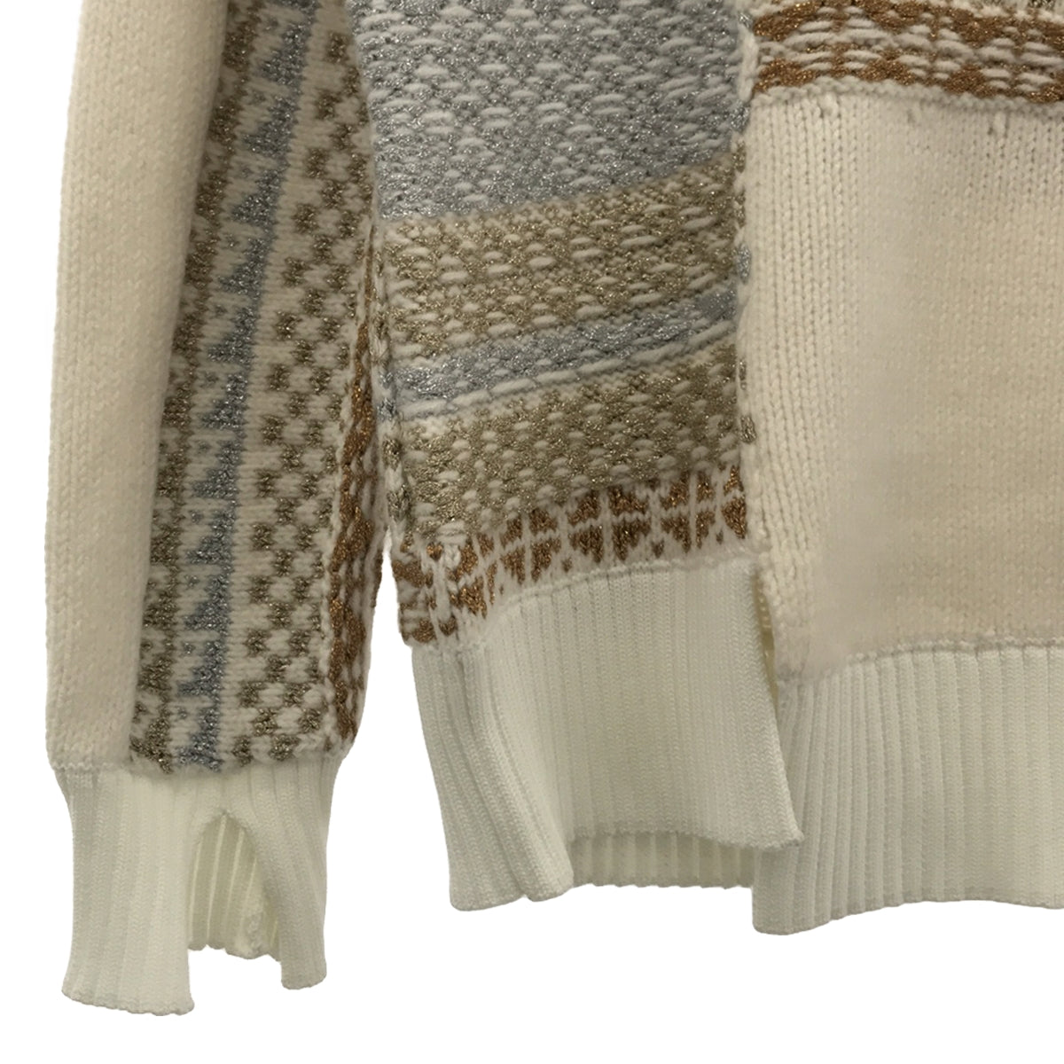 3.1 Phillip Lim / スリーワンフィリップリム | Fair Isle Patchwork Turtleneck ニット | S | ホワイト/シルバー/ゴールド | レディース