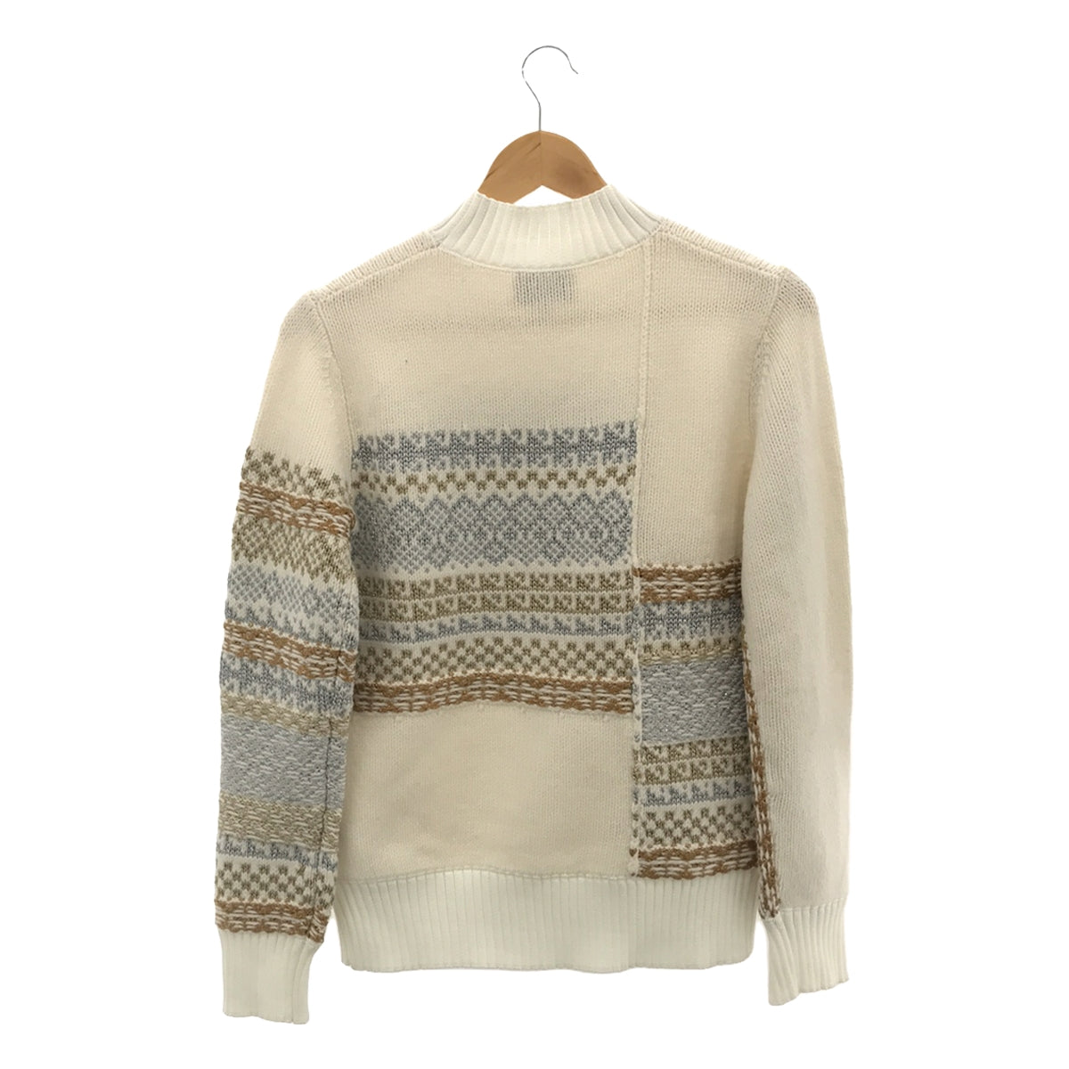 3.1 Phillip Lim / スリーワンフィリップリム | Fair Isle Patchwork Turtleneck ニット | S | ホワイト/シルバー/ゴールド | レディース