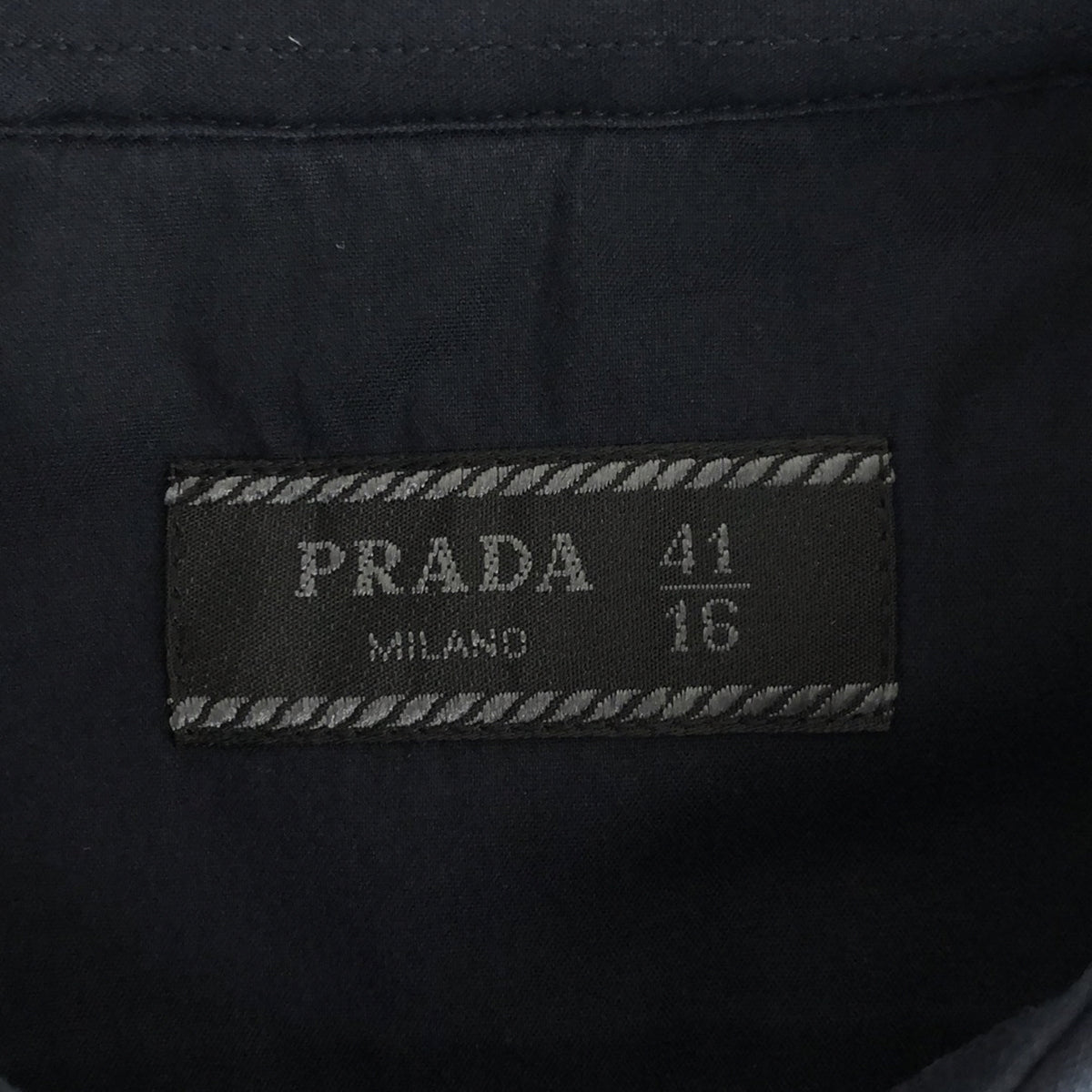 PRADA / プラダ | コットンストレッチ ドレスシャツ | 41 / 16 | ネイビー | メンズ