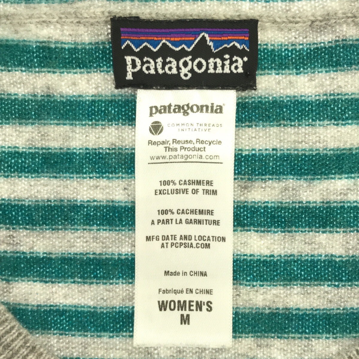Patagonia / パタゴニア | カシミヤ ボーダー クルーネック ニット | M | グリーン | レディース