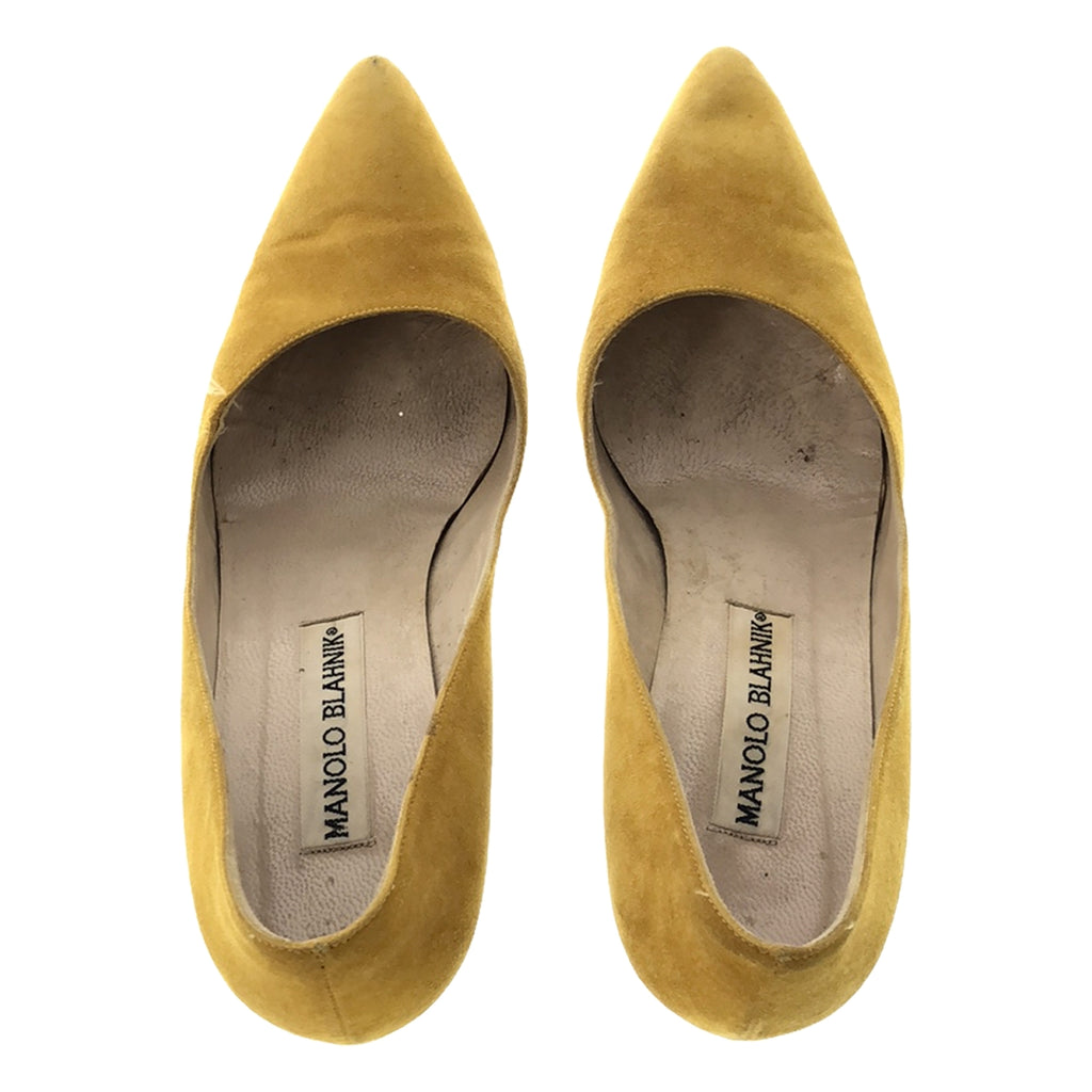 MANOLO BLAHNIK / マノロブラニク | スエード ポインテッドトゥ ヒール パンプス | 36 1/2 | イエロー | レディース