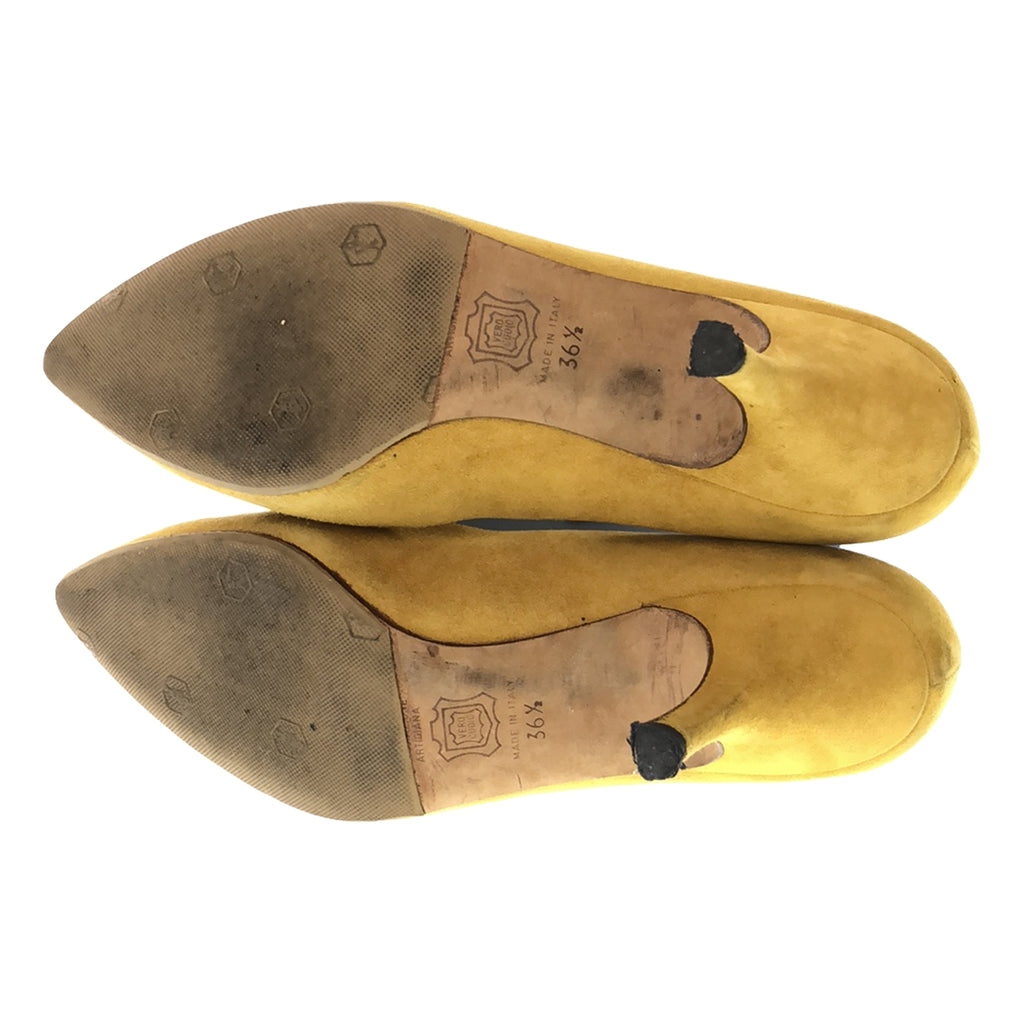 MANOLO BLAHNIK / マノロブラニク | スエード ポインテッドトゥ ヒール パンプス | 36 1/2 | イエロー | レディース