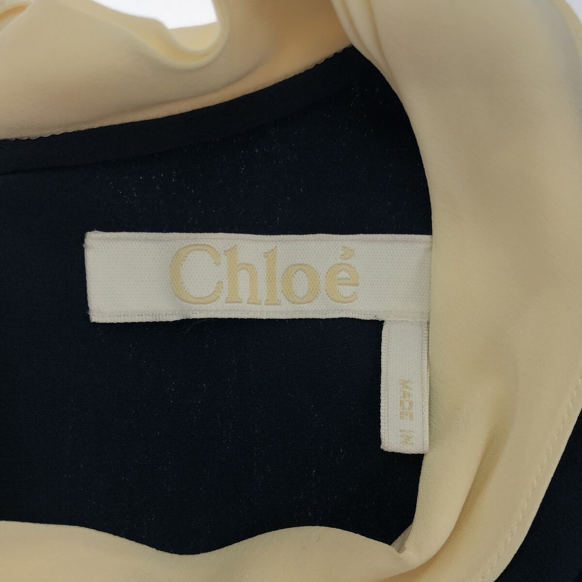 Chloe / クロエ | シルク バイカラー ブラウス | 34 | ネイビー/アイボリー | レディース
