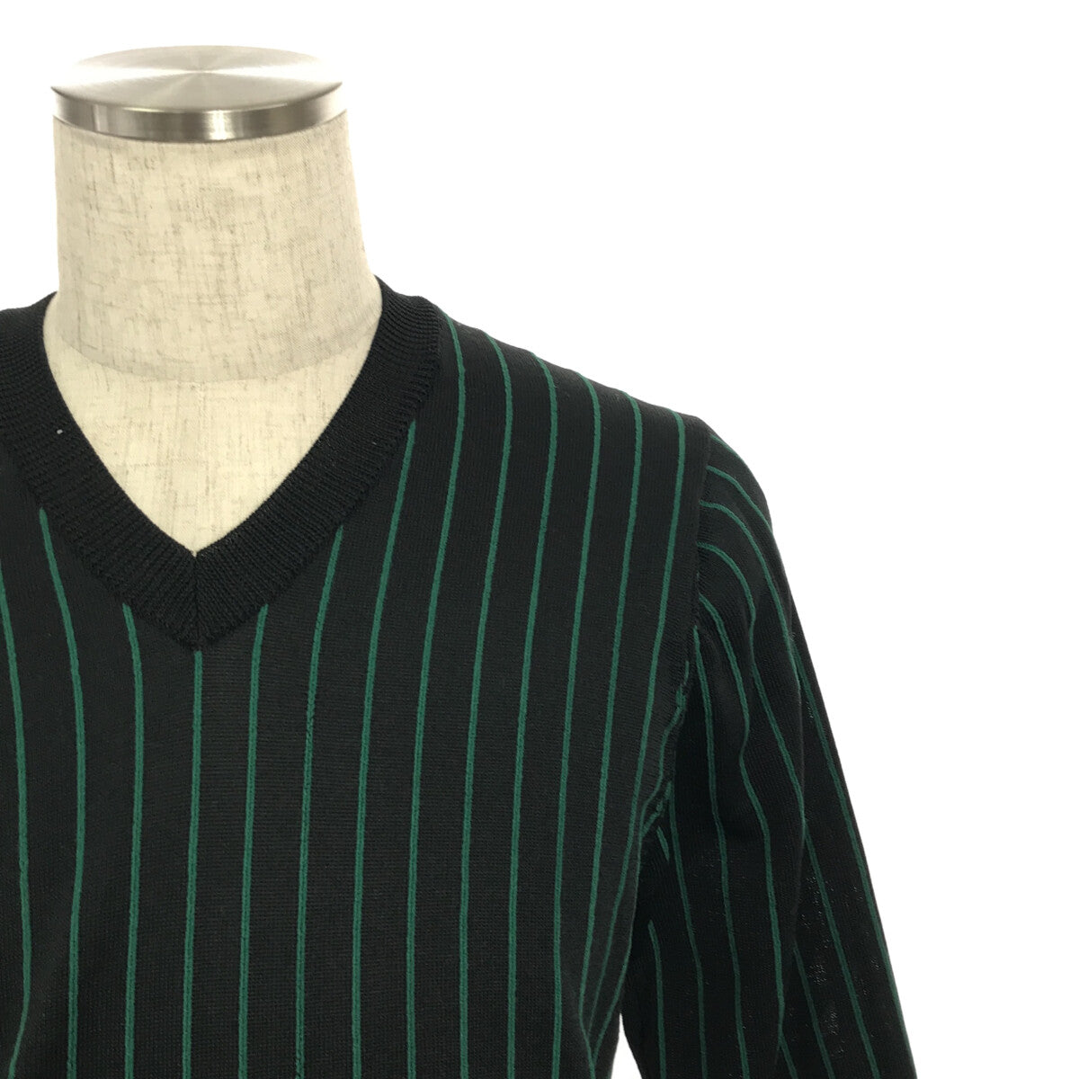 COMME des GARCONS HOMME PLUS / コムデギャルソンオムプリュス | 2003SS | 製品染め ポリエステルストライプ カッティング スリット ニット | ブラック/グリーン | メンズ