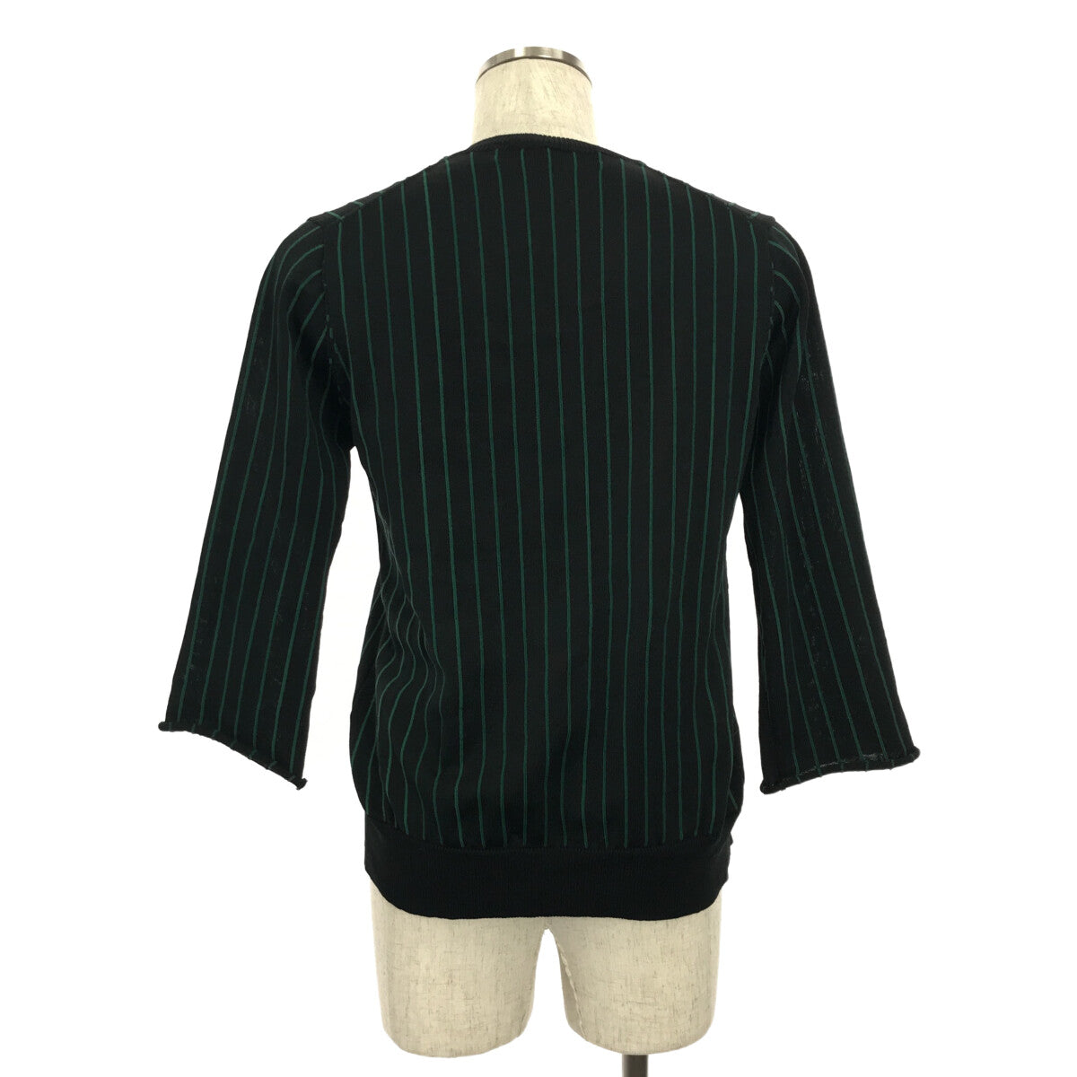 COMME des GARCONS HOMME PLUS / コムデギャルソンオムプリュス | 2003SS | 製品染め ポリエステルストライプ カッティング スリット ニット | ブラック/グリーン | メンズ