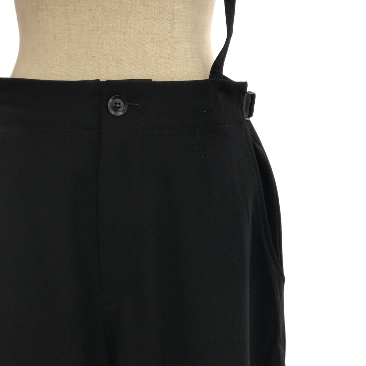 【美品】  Yohji Yamamoto FEMME / ヨウジヤマモトファム | サスペンダー付き サロペット サイドスリット アジャスター ワイドパンツ | ブラック | レディース