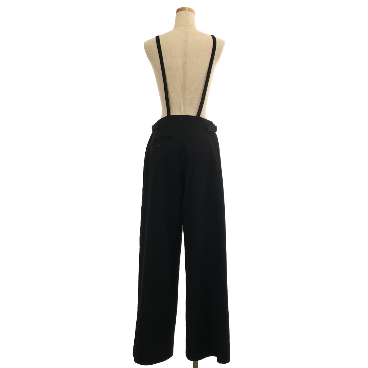 【美品】  Yohji Yamamoto FEMME / ヨウジヤマモトファム | サスペンダー付き サロペット サイドスリット アジャスター ワイドパンツ | ブラック | レディース