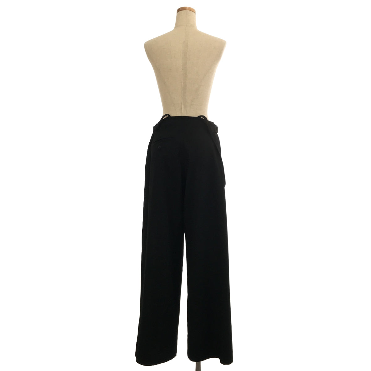 【美品】  Yohji Yamamoto FEMME / ヨウジヤマモトファム | サスペンダー付き サロペット サイドスリット アジャスター ワイドパンツ | ブラック | レディース