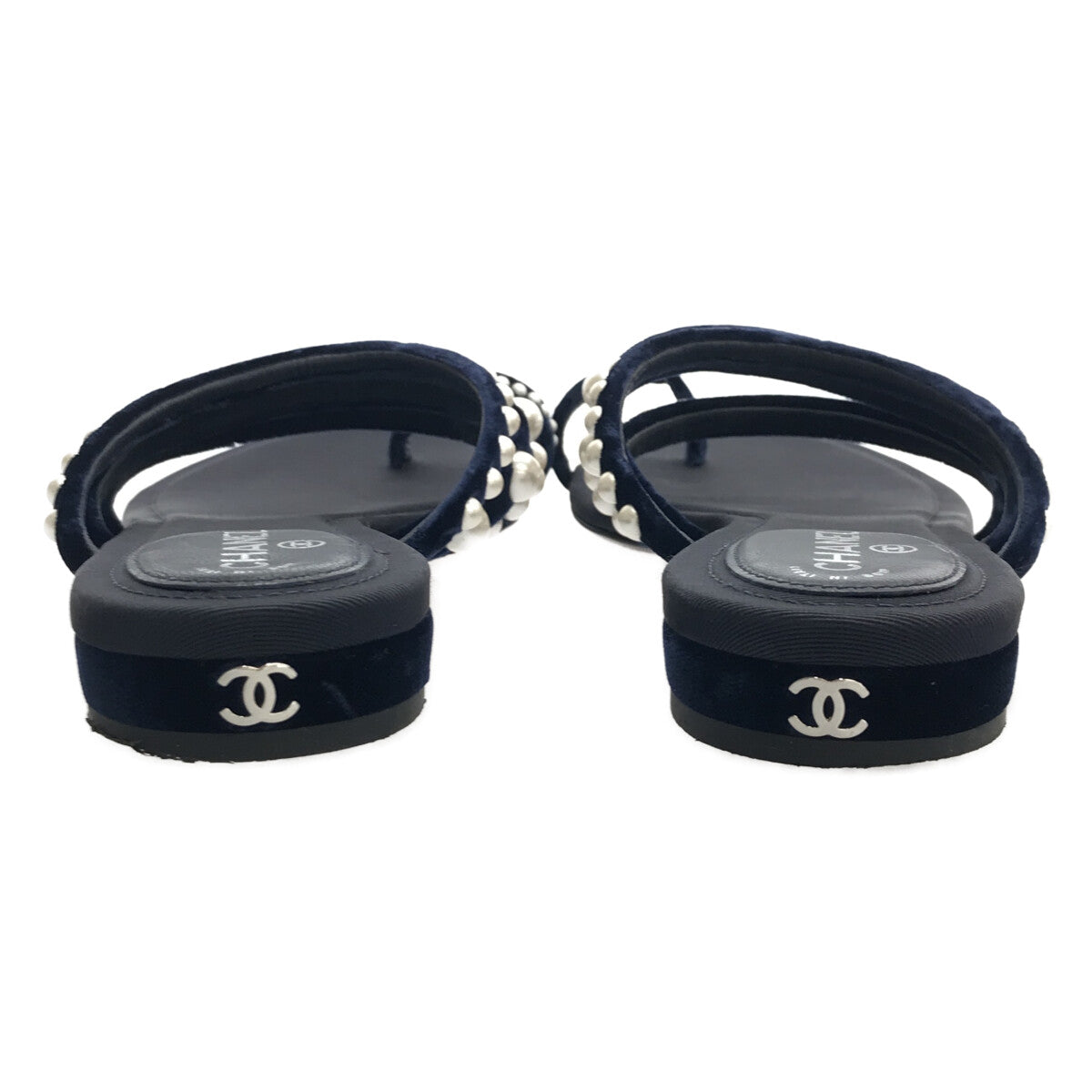 CHANEL / シャネル | ベロア フェイクパール サンダル | 36 1/2 | – KLD