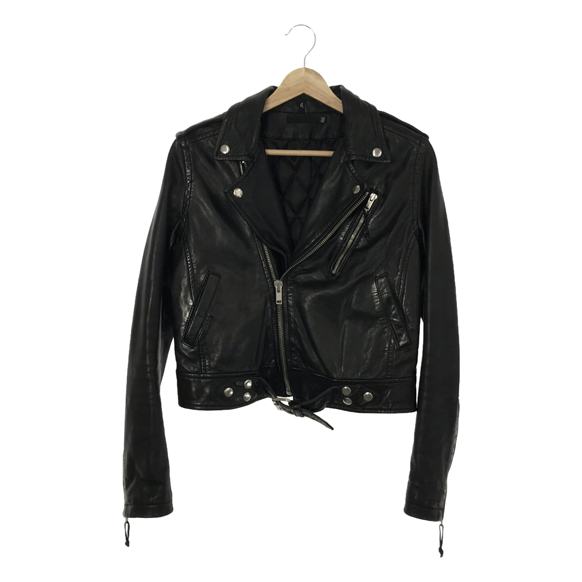 BLK DNM / 블랙 데님 | 뒤 퀼팅 가죽 라이더스 재킷 | XS | 블랙 | 여성