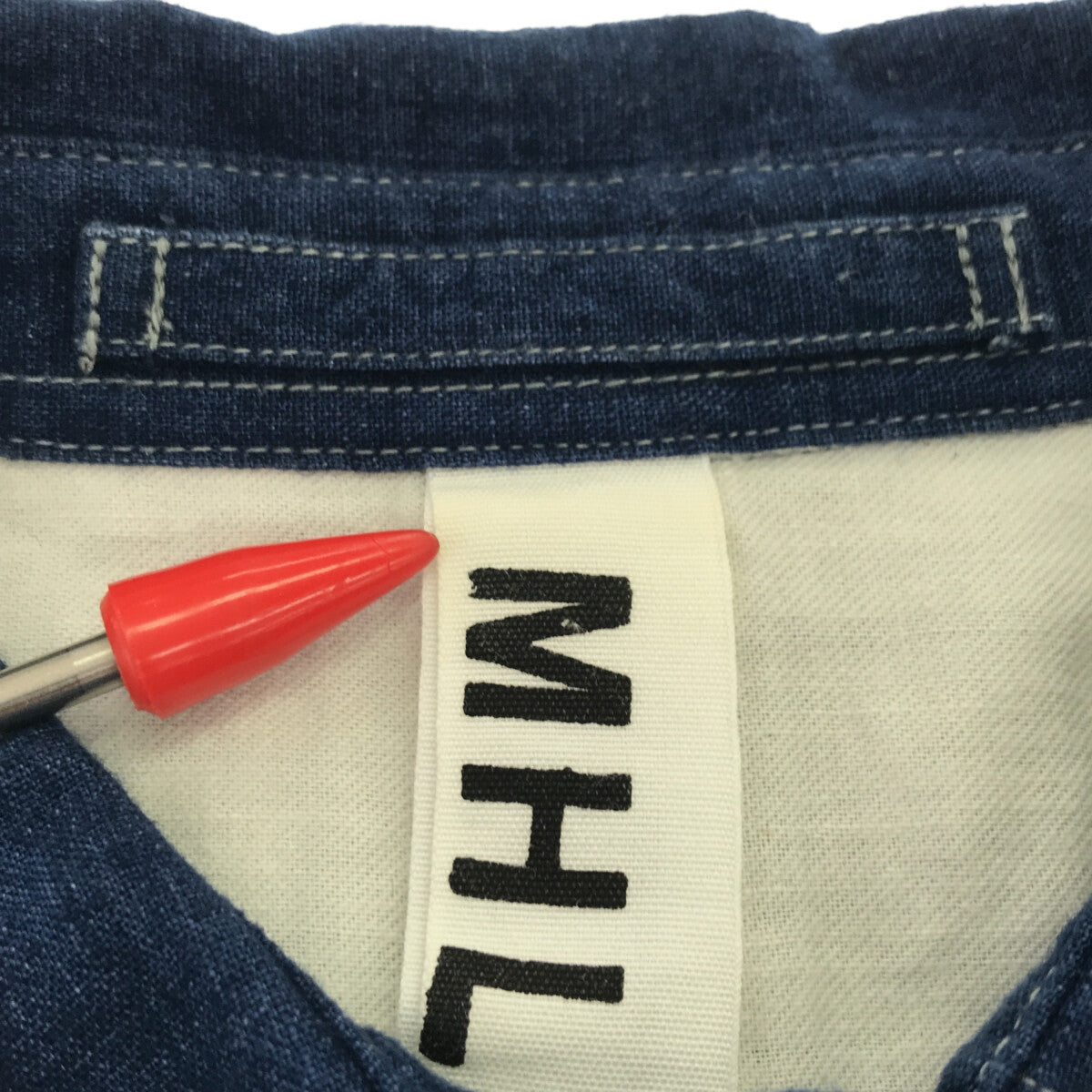 MHL. / エムエイチエルマーガレットハウエル | コットン 7分袖シャツ | 2 | インディゴ | レディース