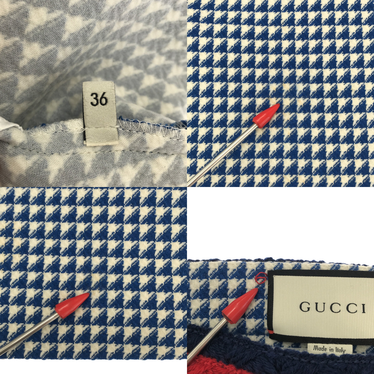 GUCCI / グッチ | ウール 千鳥格子柄 シェリーライン スカート | 36