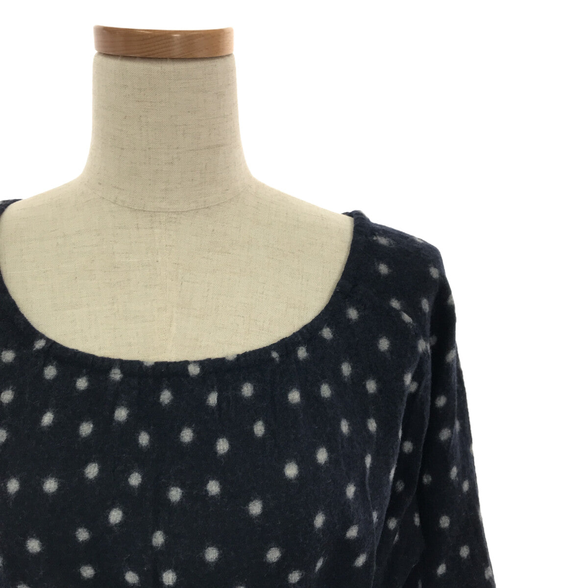 Umii 908 / 바다 908 | 울 도트 드로우 스트링 원피스 | 2 | 네이비 | 여성