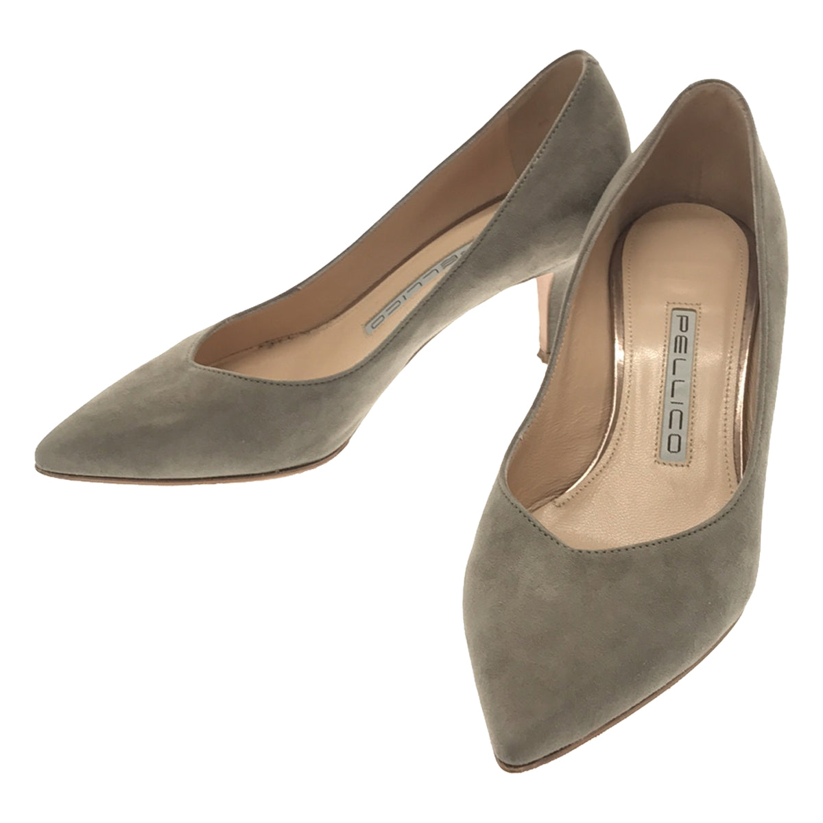 【미품】 PELLICO / 페리코 | 스웨이드 포인티드 투 힐 펌프스 | 34 | 회색 | 여성