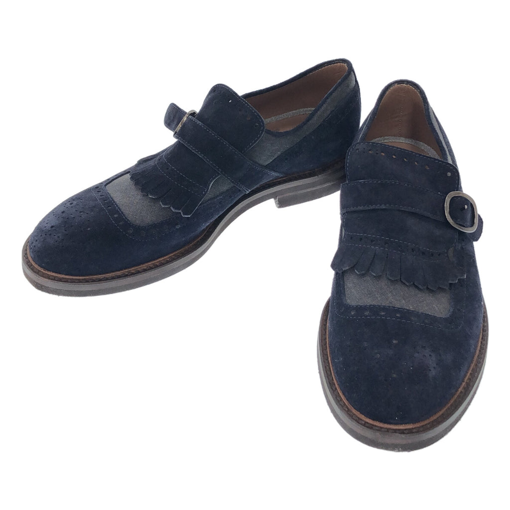 【美品】  BRUNELLO CUCINELLI / ブルネロクチネリ | スエードレザー タッセル ストラップ シューズ 革靴 | 42 1/2 | ネイビー | メンズ