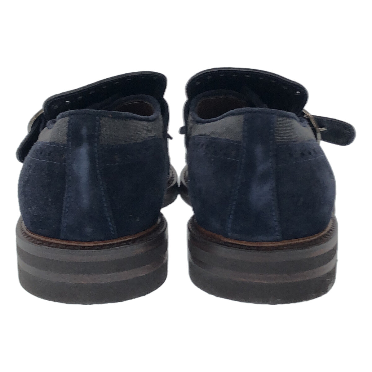 【美品】  BRUNELLO CUCINELLI / ブルネロクチネリ | スエードレザー タッセル ストラップ シューズ 革靴 | 42 1/2 | ネイビー | メンズ