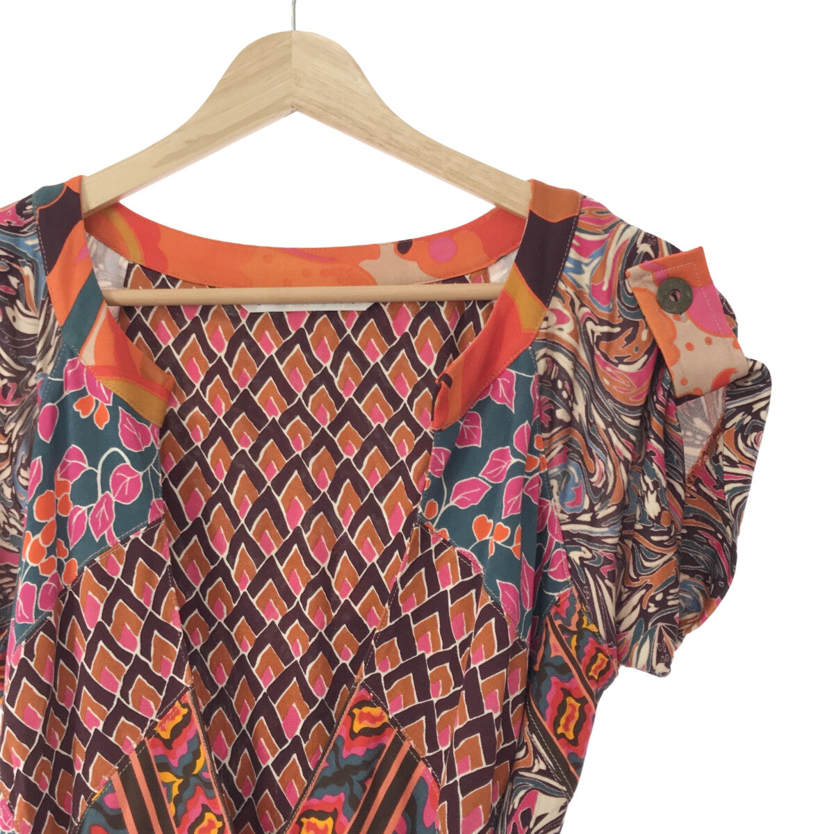 DIANE VON FURSTENBERG / ダイアンフォンファステンバーグ | 半袖 総柄ガウン | 4 | レディース