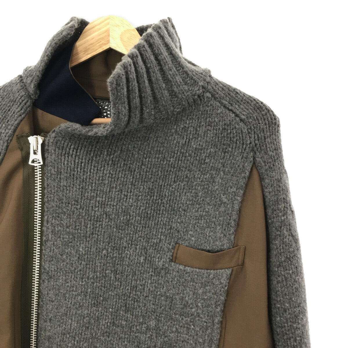 sacai / サカイ | 2022AW | Suiting x Wool Knit Jacket / 再構築 ドッキング ウールニット ブレザー  ジャケット | 2 |
