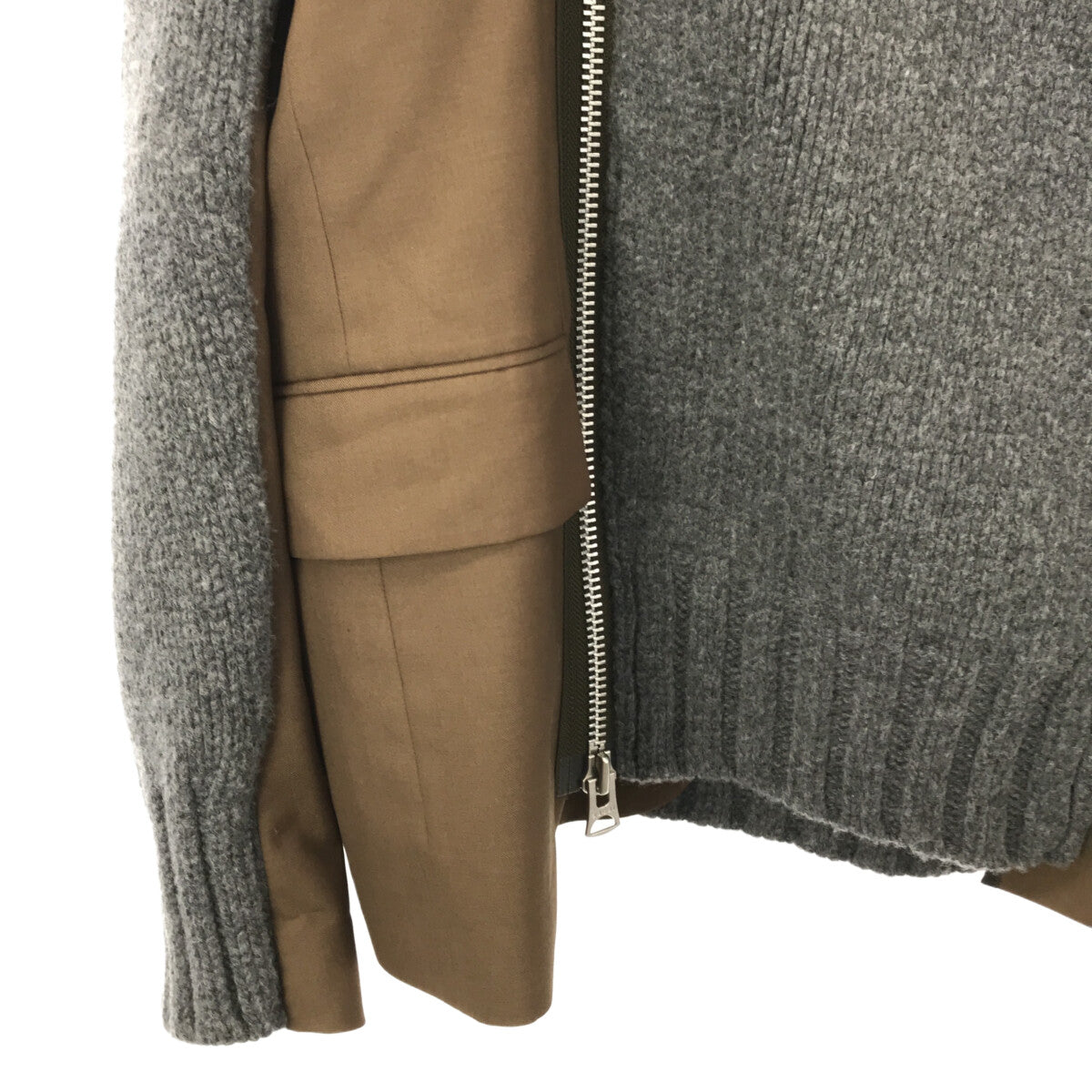 sacai / サカイ | 2022AW | Suiting x Wool Knit Jacket / 再構築 ドッキング ウールニット ブレザー  ジャケット | 2 |