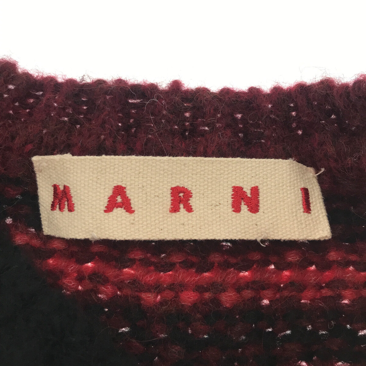 MARNI / マルニ | 2021AW | アルパカ混 クレイジーパターン ニット | 40 | レッド | レディース