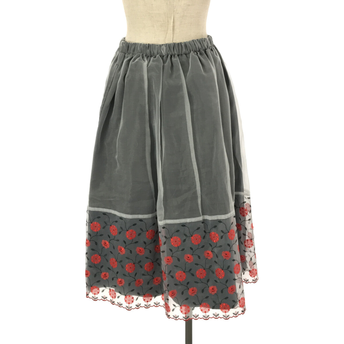 美品　トリココムデギャルソン　ジップ　デザイン　スカート　マルチカラー　刺繍