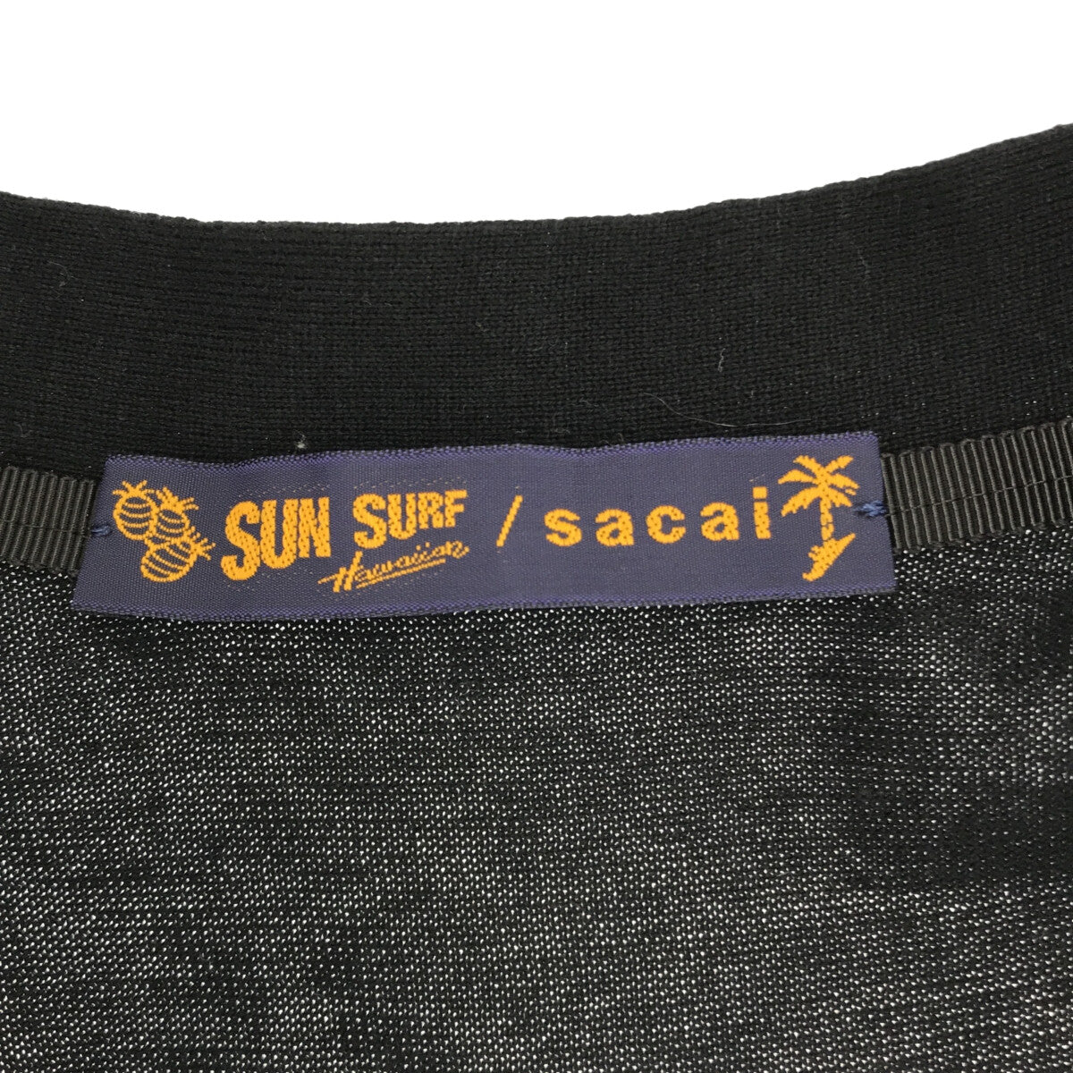 【美品】  sacai / サカイ | × SUN SURF / サンサーフ ドッキング ニットカーディガン | 1 | ブラック/ブルー | レディース