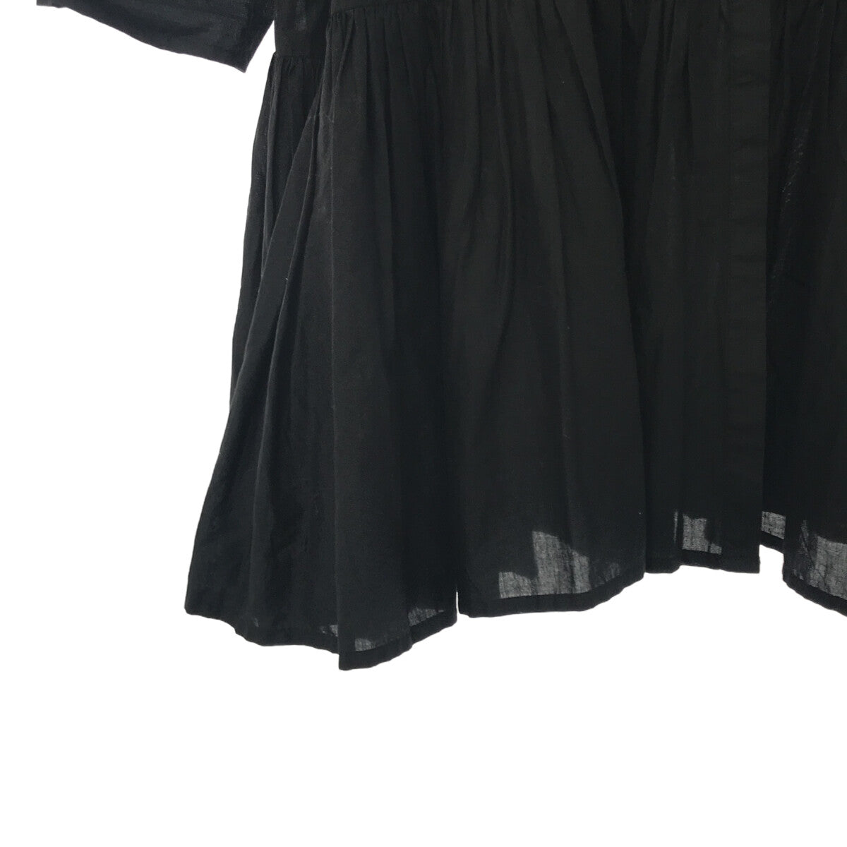 MERLETTE / 머렛 | 코튼 노컬러 개더 티어드 셔츠 원피스 | S | 블랙 | 여성