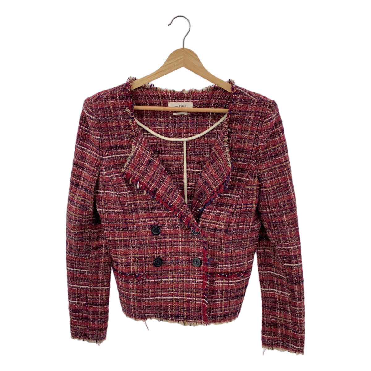 ISABEL MARANT ETOILE / イザベルマランエトワール | ツイード ノーカラージャケット | 38 | レッド | レディース