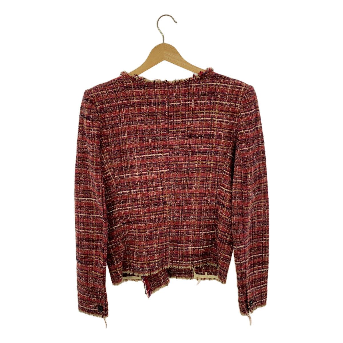 ISABEL MARANT ETOILE |粗花呢無領夾克 | 38 |紅色 |女性的