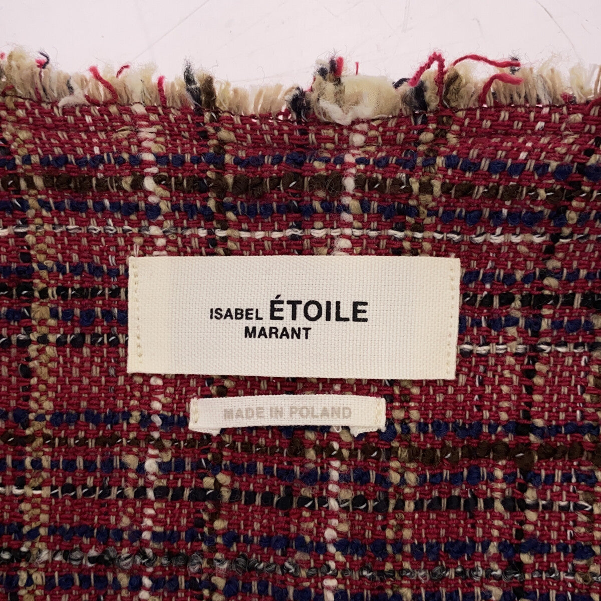 ISABEL MARANT ETOILE |粗花呢無領夾克 | 38 |紅色 |女性的