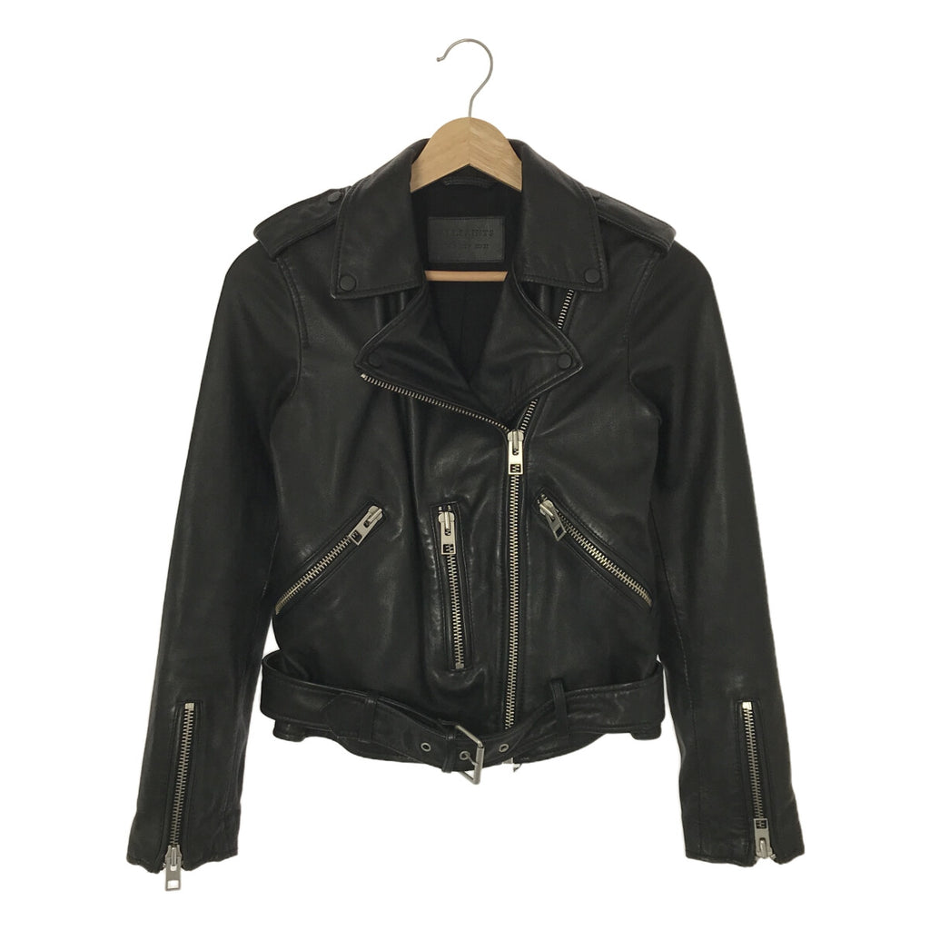 ALLSAINTS / オールセインツ | BALFERN BIKER ラムレザー ダブルライダース ジャケット | UK4 | ブラック | レディース