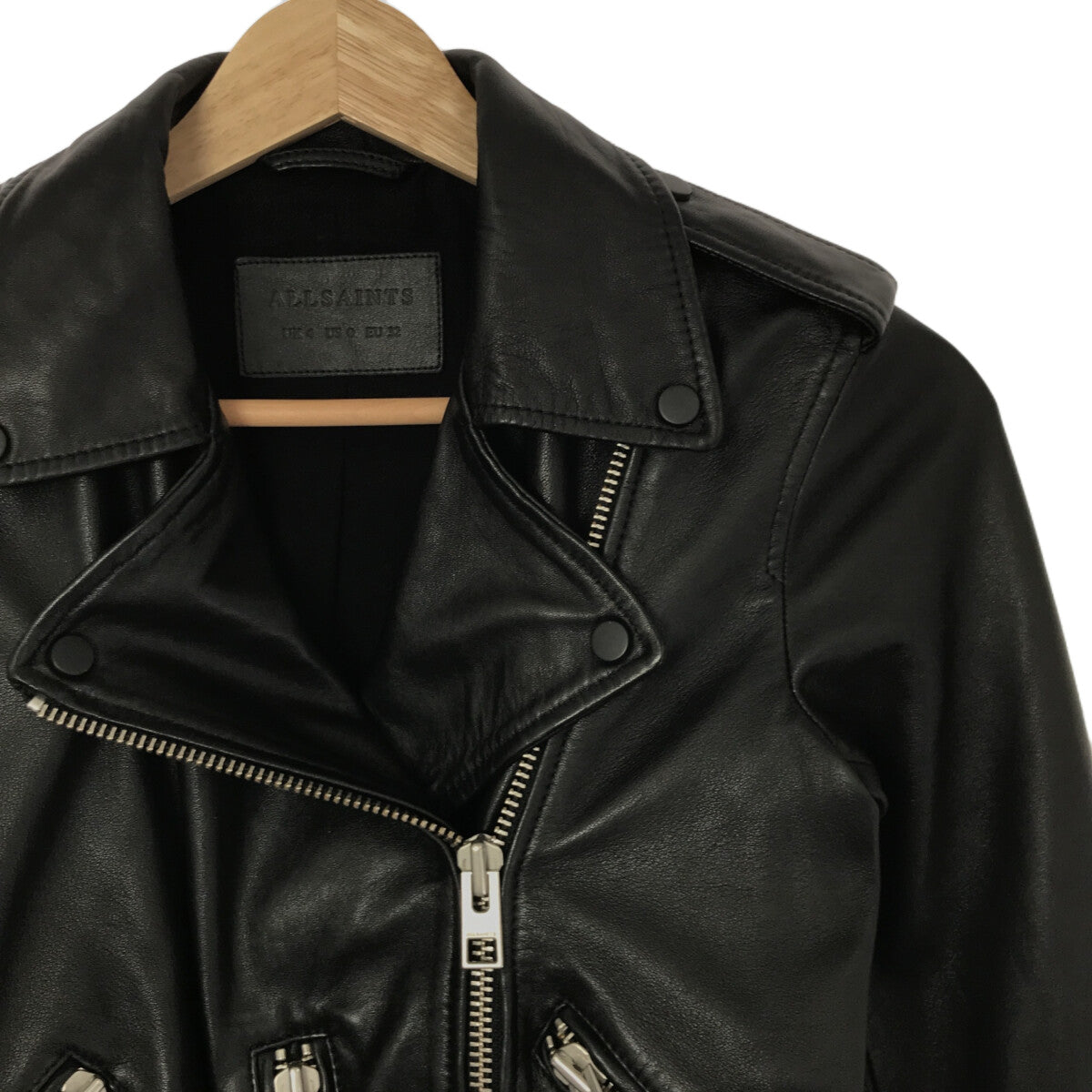 ALLSAINTS / 올세인츠 | BALFERN BIKER 램 가죽 더블 라이더스 재킷 | UK4 | 블랙 | 여성