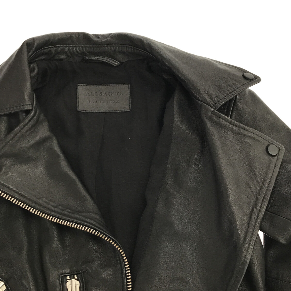ALLSAINTS / 올세인츠 | BALFERN BIKER 램 가죽 더블 라이더스 재킷 | UK4 | 블랙 | 여성
